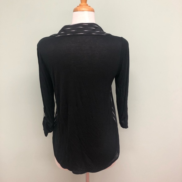 Kensie | Women's 3/4 Length Sleeve Shirt | Blouse | Lightweight | Black - Picture 3 of 3